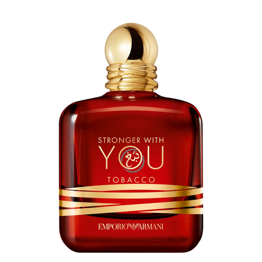 Giorgio Armani Stronger With You Tobacco 100ml perfume bottle with embossed label and elegant packaging design