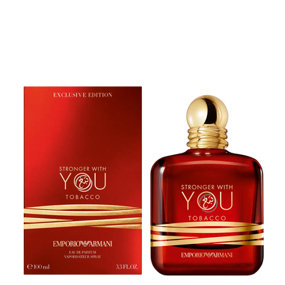 Giorgio Armani Stronger With You Tobacco perfume bottle, 100ml, with sleek design and tobacco-themed packaging.