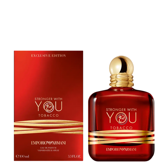 Giorgio Armani Stronger With You Tobacco perfume bottle, 100ml, with sleek design and tobacco-themed packaging.