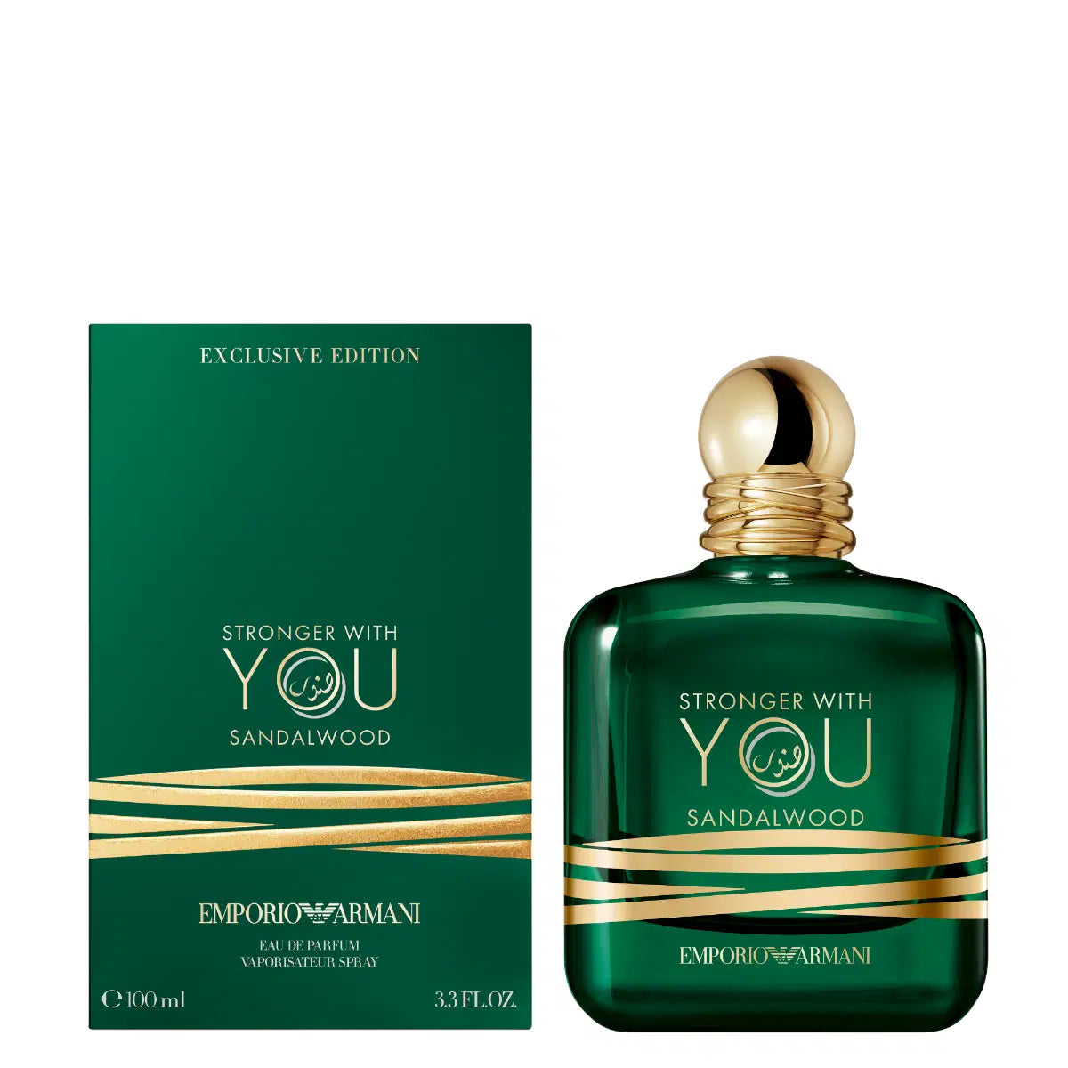 Giorgio Armani Stronger With You Sandalwood Eau de Parfum 100 ML bottle with elegant label and cap.