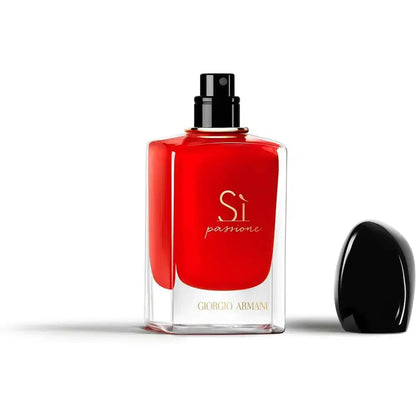 Giorgio Armani Si Passione EDP perfume bottle, 100 ML, elegant glass design with a soft pink liquid fragrance.