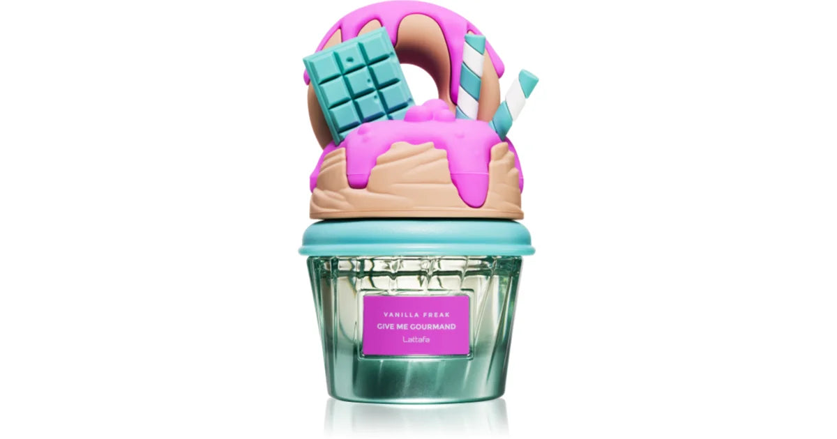 Lattafa Vanilla Freak perfume bottle, 75ML, with a sleek design and vanilla scent, showcasing the fragrance's packaging.