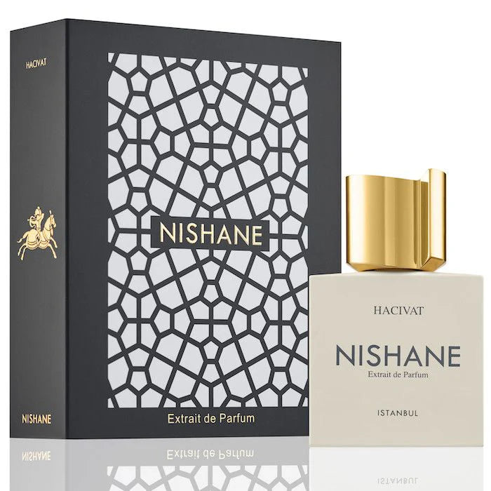 Hacivat Nishane 100ML perfume bottle, elegant glass container with black cap, showcasing the Nishane brand's luxurious fragrance.