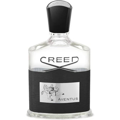 Aventus Creed 100ML perfume bottle with sleek black cap and label, displayed on a neutral background.
