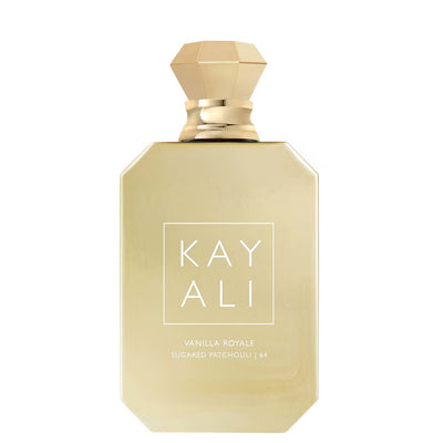 Kayali Vanilla Royale Sugared Patchouli 64 Eau de Parfum Intense bottle, 100ml, showcasing the elegant fragrance packaging