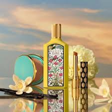 Gucci Flora Gorgeous Orchid perfume bottle with floral design, 100ml, elegant packaging, and luxurious fragrance presentation.