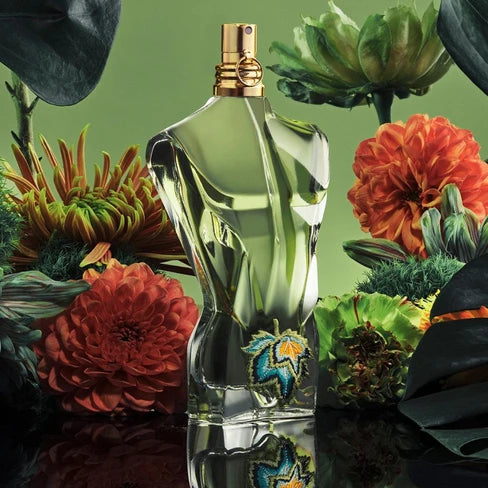 Jean Paul Gaultier Le Beau Paradise Garden 125ML perfume bottle with floral and tropical design, elegant and vibrant packaging.