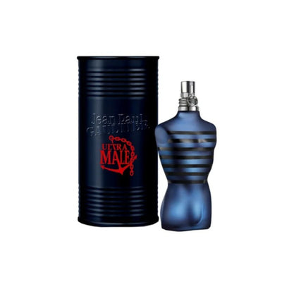 Jean Paul Gaultier Ultra Male 125ML eau de toilette bottle with distinctive design and dark color, showcasing the men's fragrance.
