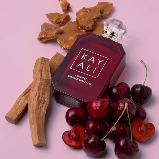Kayali Lovefest Burning Cherry 48 Eau de Parfum bottle, 100ml, featuring a sleek design and cherry-inspired fragrance.