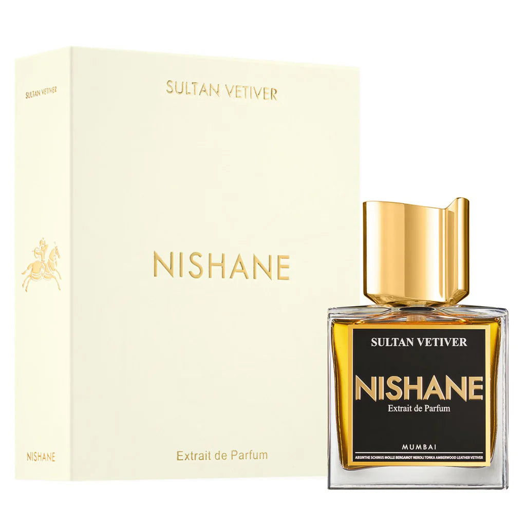 Nishane Sultan Vetiver perfume bottle with elegant design, 100ml size, showcasing the luxurious fragrance of Nishane's vetiver scent.