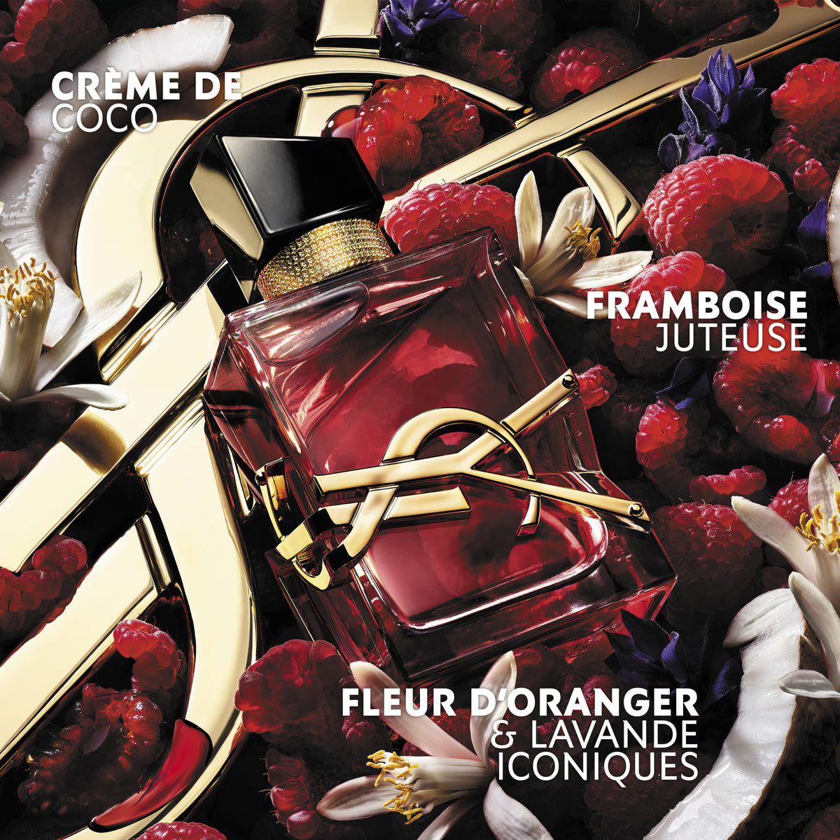 Yves Saint Laurent Libre Berry Crush 90ML perfume bottle with a sleek design and berry-themed accents on a white background