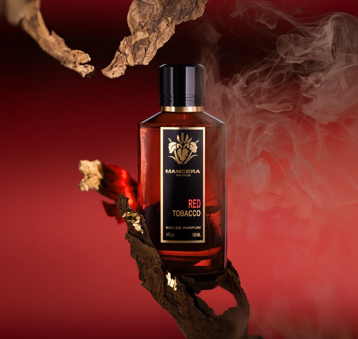 Red Tobacco by Mancera in a 120ML bottle, featuring deep red liquid and elegant packaging.