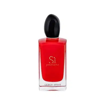 Giorgio Armani Si Passione EDP 100ml perfume bottle with elegant black cap and minimalist design.