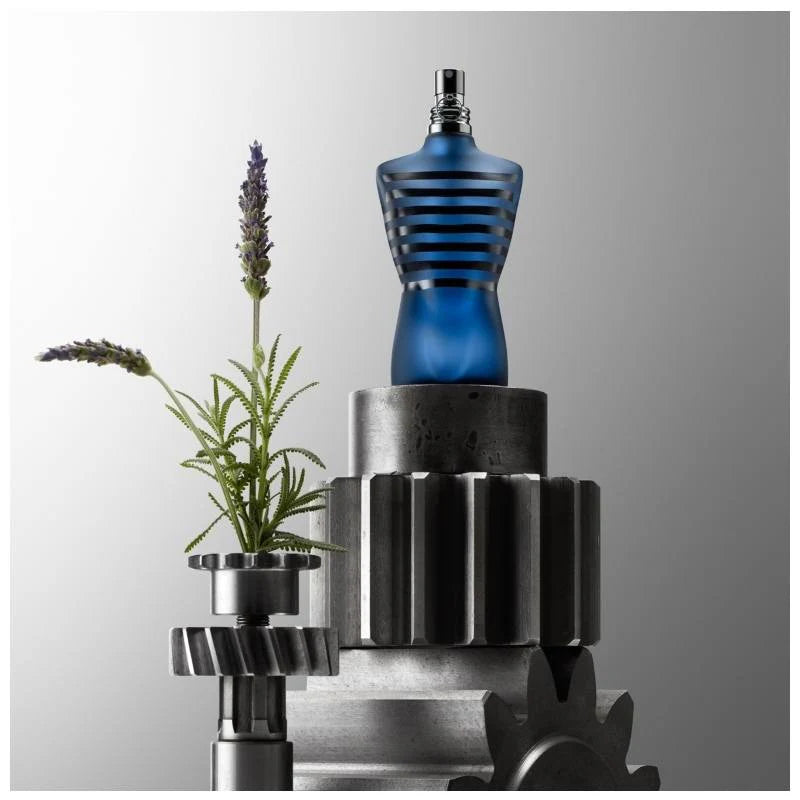 Jean Paul Gaultier Ultra Male 125ML intense Eau de Toilette bottle with sleek design and dark accents.