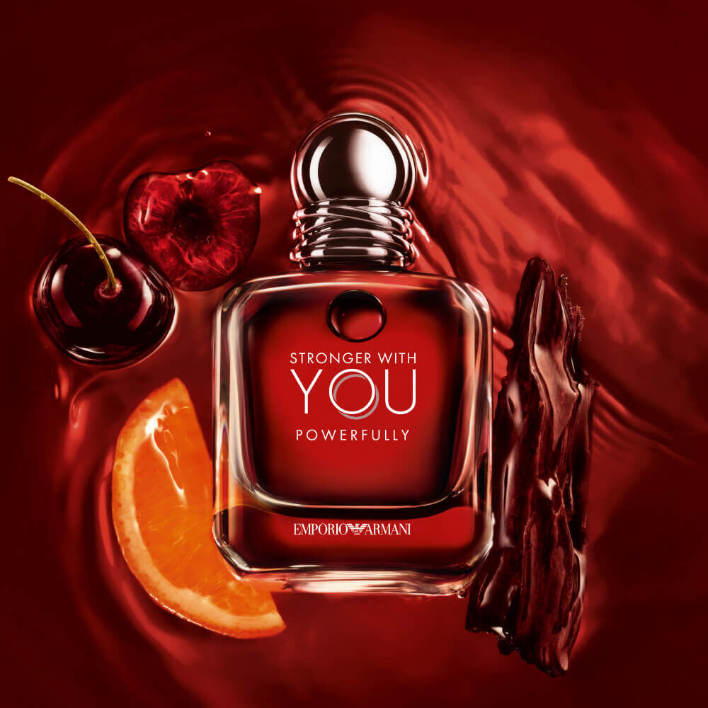 Giorgio Armani Stronger With You Powerfully 100ml perfume bottle, sleek design, with the fragrance label visible.