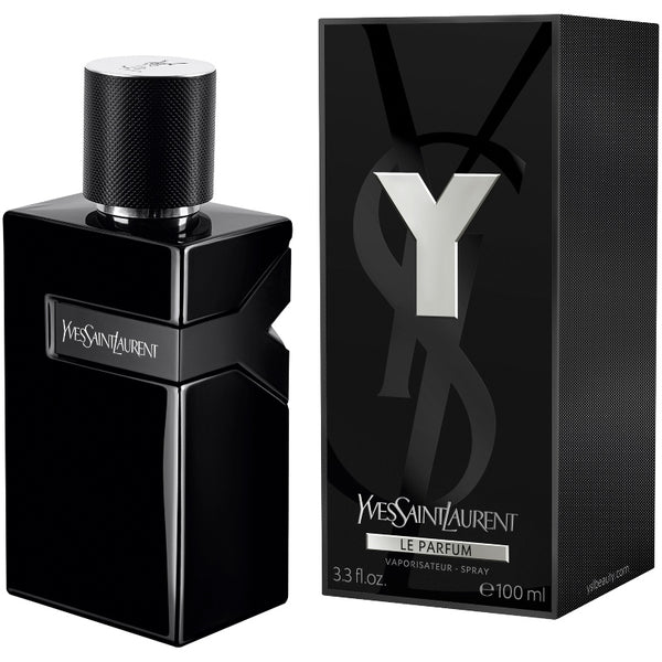 Yves Saint Laurent Y Le Parfum 100ml bottle with sleek design, displayed on a neutral background.