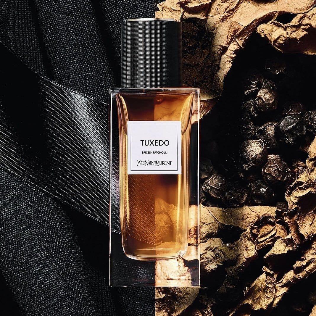 Yves Saint Laurent Tuxedo Eau de Parfum 125ML bottle with sleek black design and silver accents.